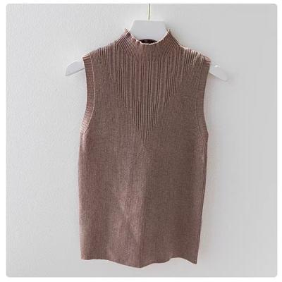 Women's Summer Half High Neck Sleeveless Knit Casual Camisole Tank Top