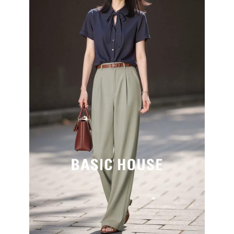 Basic House Women s High-Waist Wide-Leg Tencel Suit Pants XL чёрный