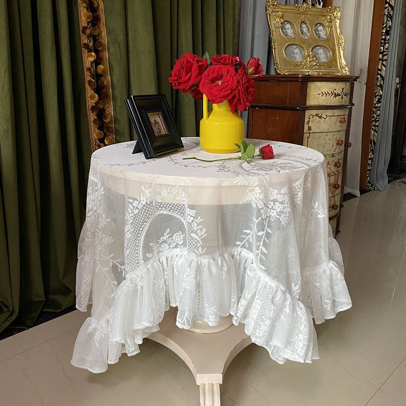 Retro Lace Tablecloth French Style Coffee Table Cloth Bedside TableCover Wedding Party Dining Home Decor Picnic Background Cloth