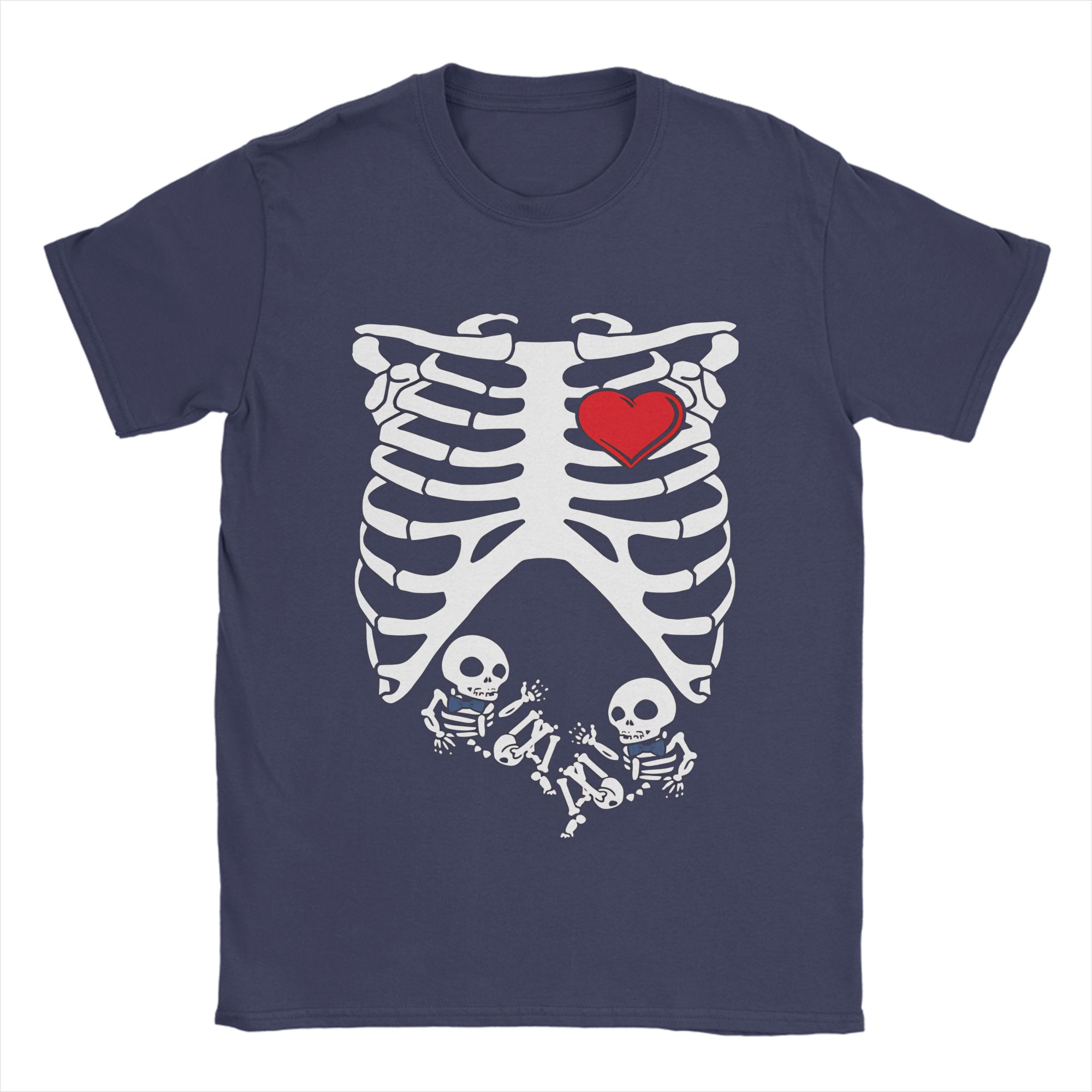 

Spooky Skeleton Costume Pregnant Mommy Of Twin Boys Men T Shirt Tee Shirt Short Sleeve Crew Neck T-Shirts Pure Cotton Clothing 4XL