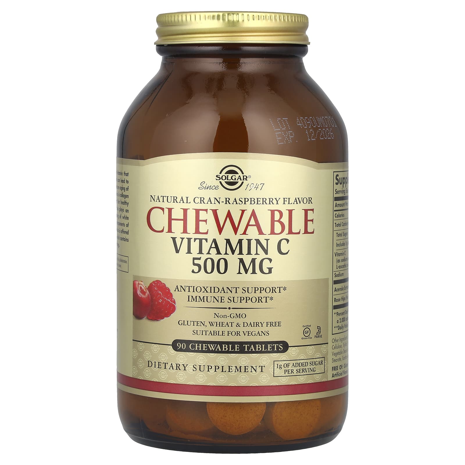 

Chewable Vitamin C, Natural Cran-Raspberry Flavor, 500 mg, 90 Chewable Tablets