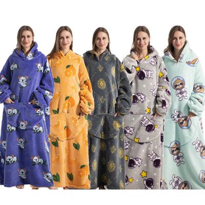 Tragbare Decke mit Kapuze für Damen und Herren, Übergröße, Winterlich warm, Flanell-Sweatshirt-Decke mit Kapuze, Dicke Fleece-Decke mit Ärmeln und Tasche