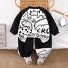 0-5-year-old Boys' Long Sleeved 3-piece Set, Autumn Children's Dinosaur Printed Jacket, Boys' Casual Sports Set