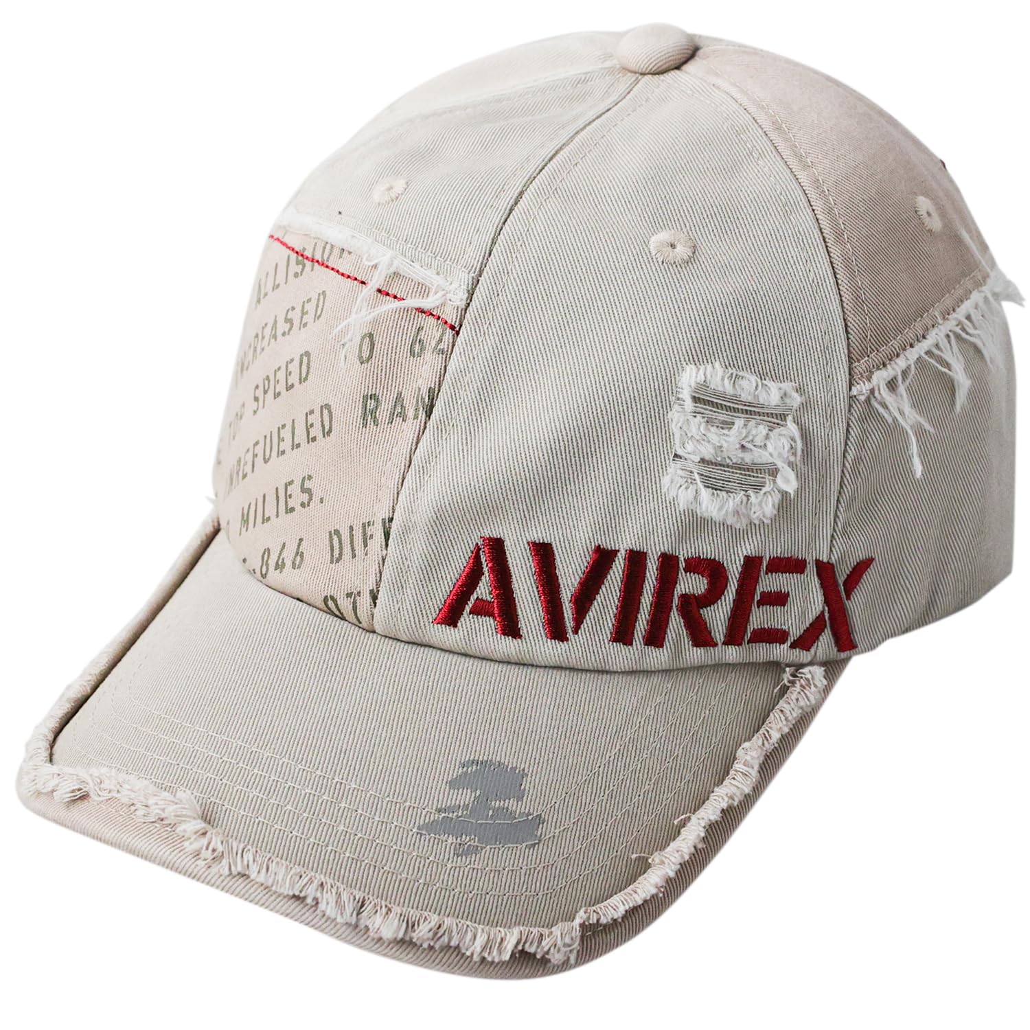 

Avirex Distressed Baseball Cotton Deep 01 Low-Profile Cap, 6-Panel, Full-Cap, Cap, Cap, Men s, Black, All-Season, Fit, Spring/Summer, Beige,