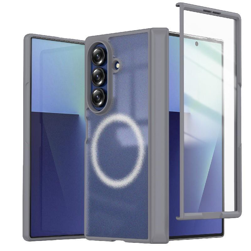 Case Galaxy Z Fold7 Wireless Charging Compatible Built-in Magnet Frosted Semi-Transparent Full Body Protection