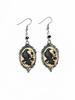 Vintage Cameo Crow Bird Earrings, Ethnic Flower Drop Earrings