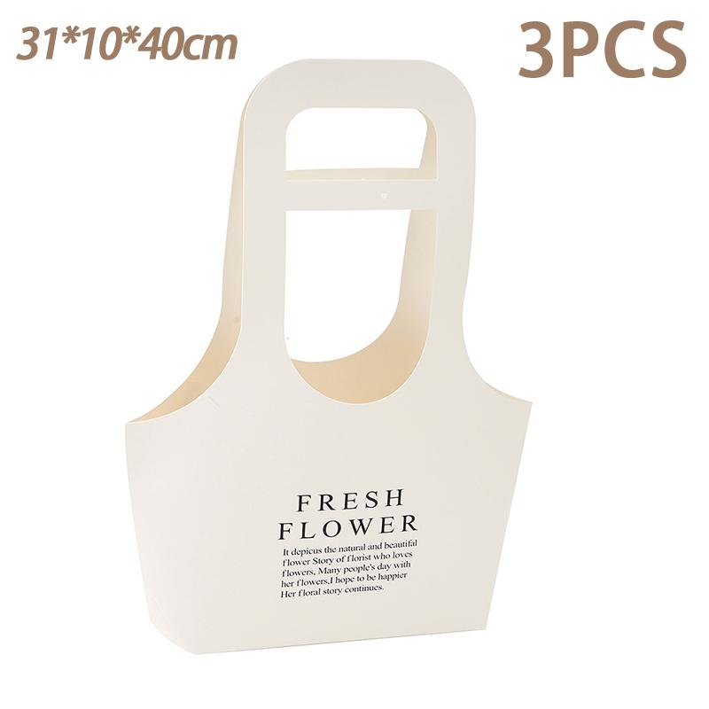 Foldable Waterproof Flower Bag Letter Box Kraft Paper Gift Bags 3Pcs Handbag