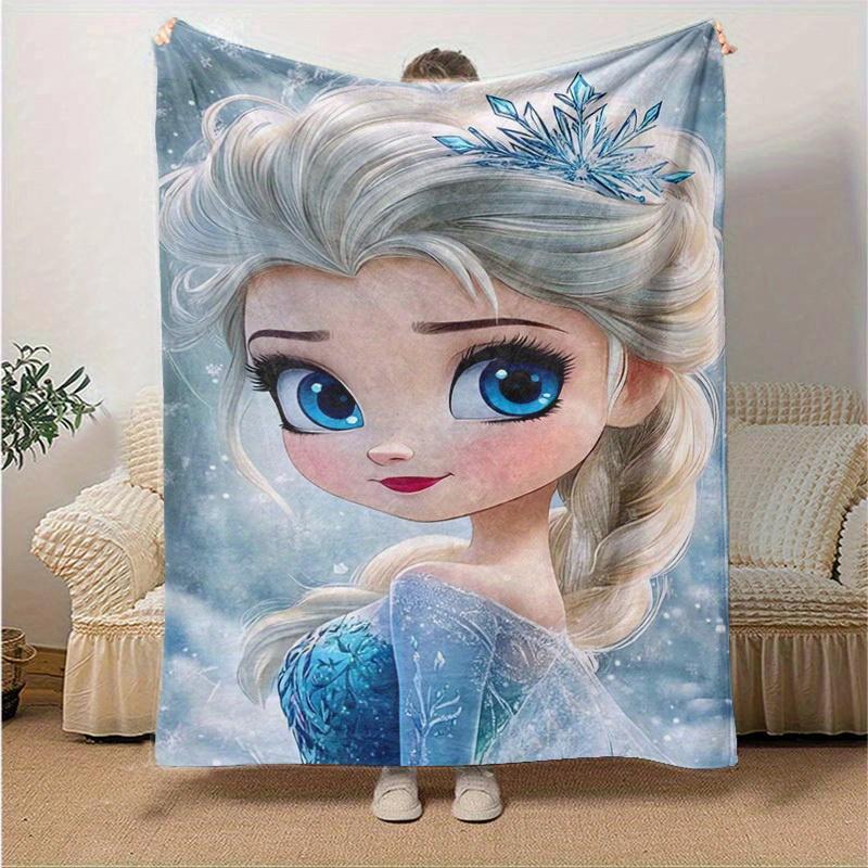 1pc, Elsa Frozen Snowflake Home Decorative Throw Blanket Perfect for Couch, Bed, Travel, Camping, Car, Beach, Office Nap Soft Gift Idea