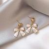 French White Earrings, Sweet Bow Love Earrings Ins Design Retro Light Luxury High-end Stud Earrings