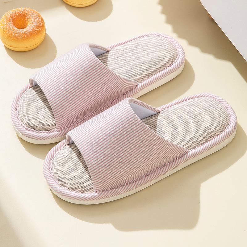 

«Антибактеріальні тапочки з бавовни та льону в японському стилі: Безшумне домашнє взуття для жінок, чоловіків і дітей - Four Seasons Comfort 40-41 червоний