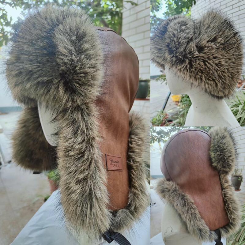 Plush men's outdoor ear protection hat, plush thickened cold-proof hat, ice and snow festival winter warm hat