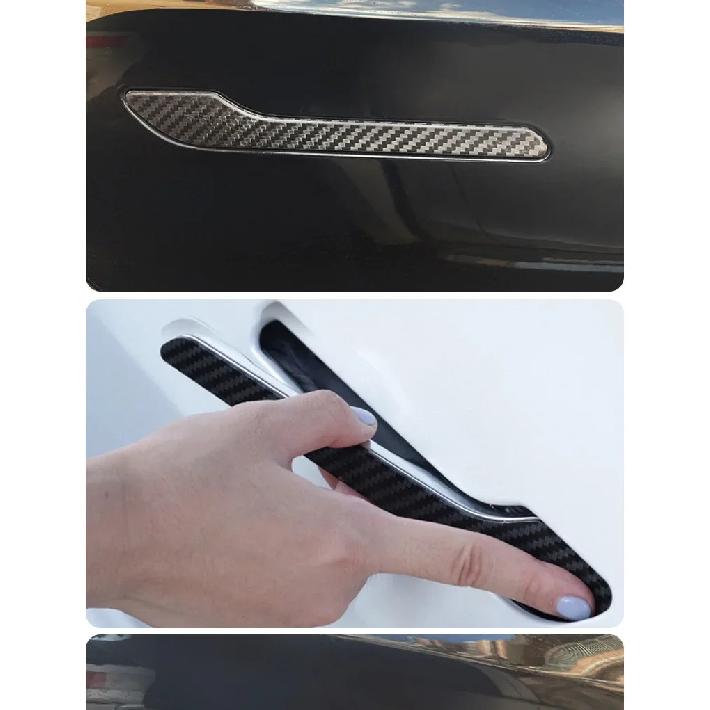 For Tesla Model Y LAUNCH/Juniper/3/3+ Highland 2025 Door Handle Sticker Trim Cover 100% Real Carbon Fiber Decoration