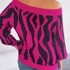 GMXIA Women's Fashion Casual  Autumn Winter Long Sleeve One Shoulder Loose Off-shoulder Sleeved Sweater In Contrasting Colors