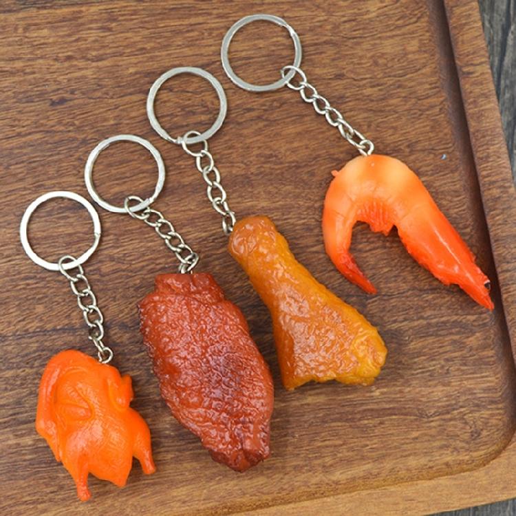 6 Pcs Chicken Wing Keyrings Decorative Keychain Car Key Chain Simulation Food Keychain Hanging Ornaments Bag Pendant
