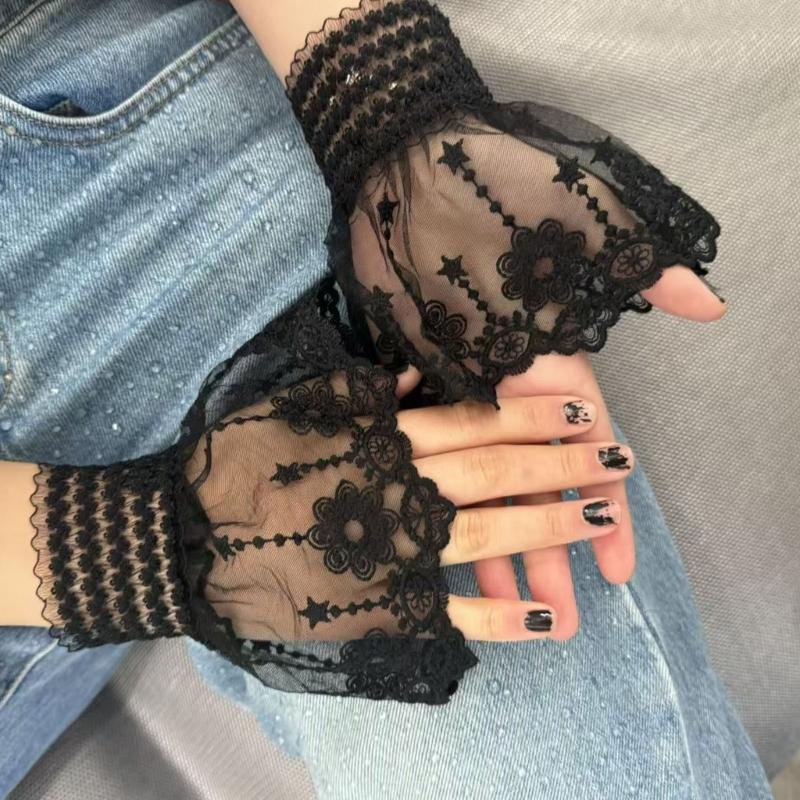 Elegant Lace Arm Sleeves Nylon Wrist Cuffs Faux Sleeves For Women And Girls Daily Outfit and Formal Dress Enhancement