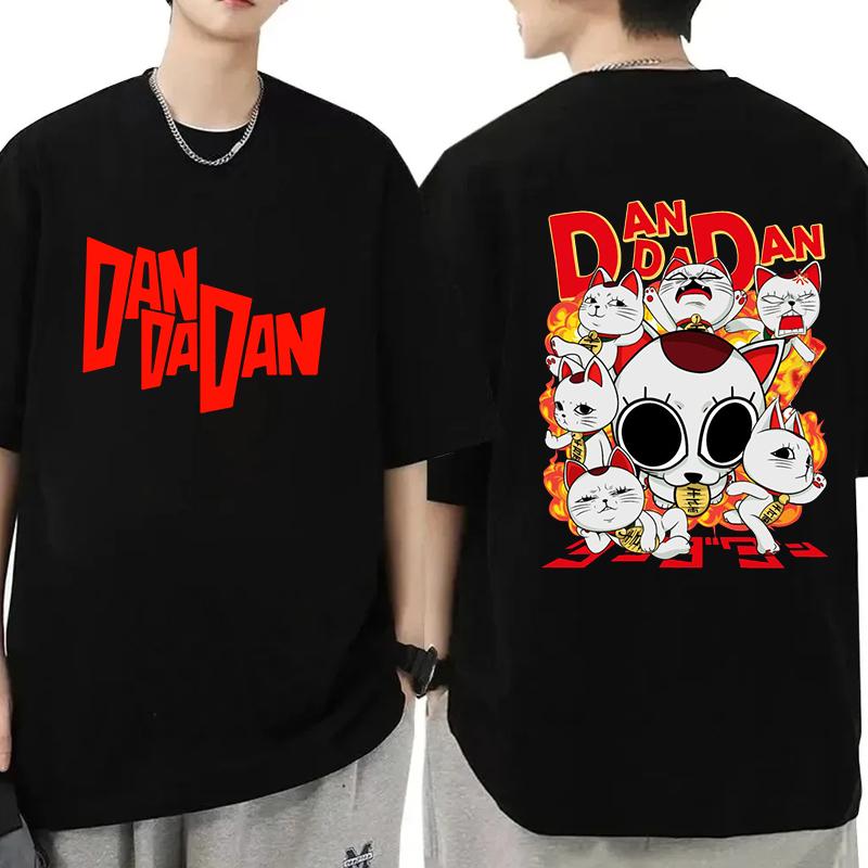 New Anime Dandadan Skeleton Wealth Cat Printed T Shirt Women Men Teens Fashion Hip Hop Harajuku Casual Short Sleeve Tops Tees