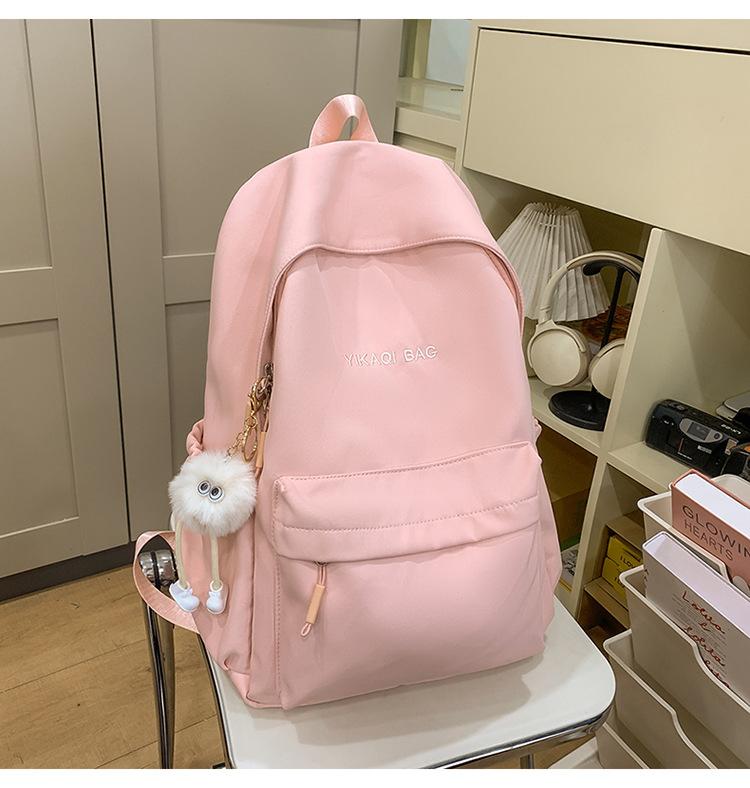 School Bag New Middle and High School Students Sweet Solid Color Large Capacity School Bag Casual Commuting Backpack Versatile Cute Simple Backpack
