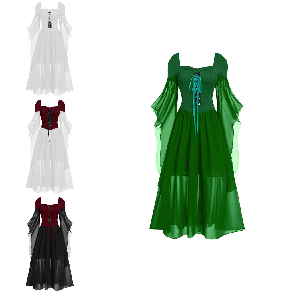 Stunning Vintage Inspired Witch Maxi Dress With Flared Sleeves Available In Ten Colors