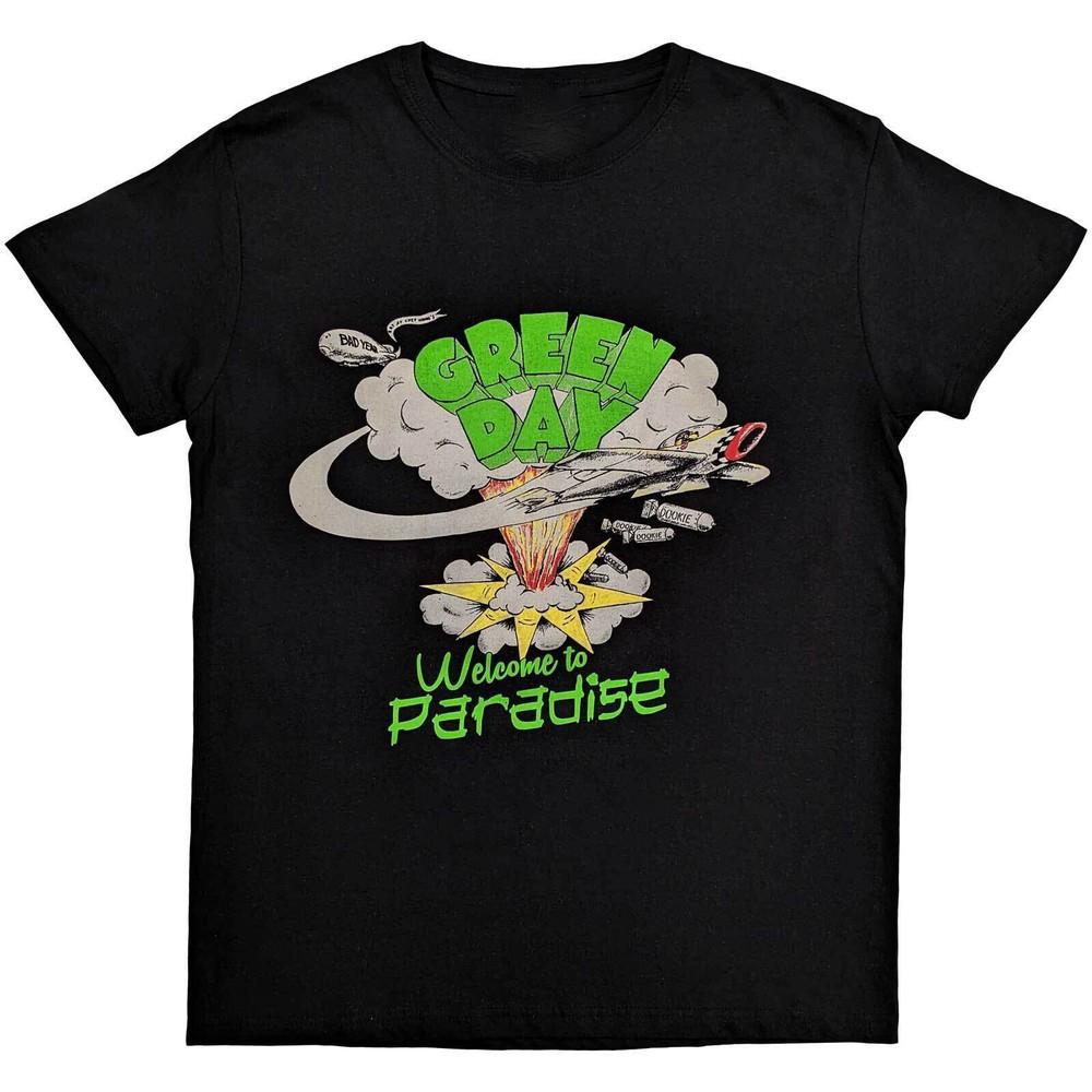 Vtg Welcome To Paradise Green Day Band Cotton Black Unisex Shirt AB407 M
