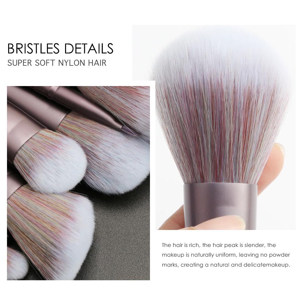 Set de pensule de machiaj 11 buc. Fond de ten, pudră, fard de obraz, fard de ochi, set de instrumente pentru pensule de machiaj din lemn