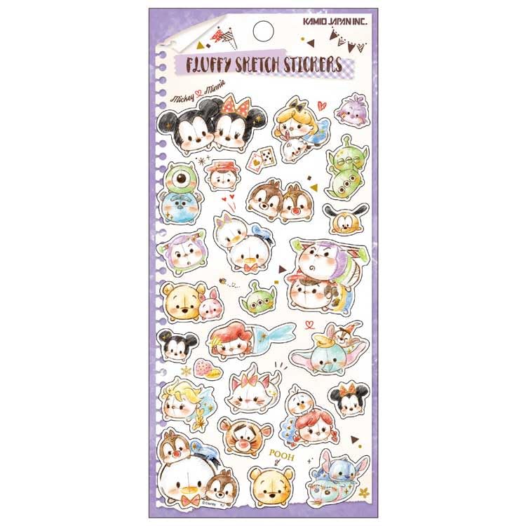 Disney Tsum Tsum Fluffy Sketch Stickers - Mickey & Friends, Sticker Set