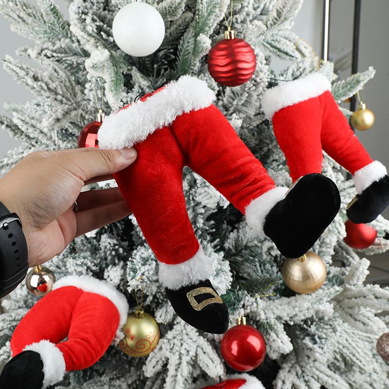 Santa Claus Elf Leg Doll Xmas Tree Picks Merry Christmas Decoration for Home Fireplace Hanging Ornament New Year Party Kids Gift
