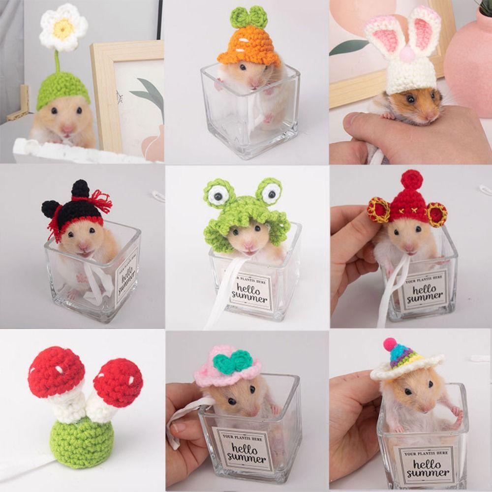 Handmade Hamster Hat Soft Small Pet Caps Portable Pet Knitted Hat For Parrot Guinea Pig Hamster