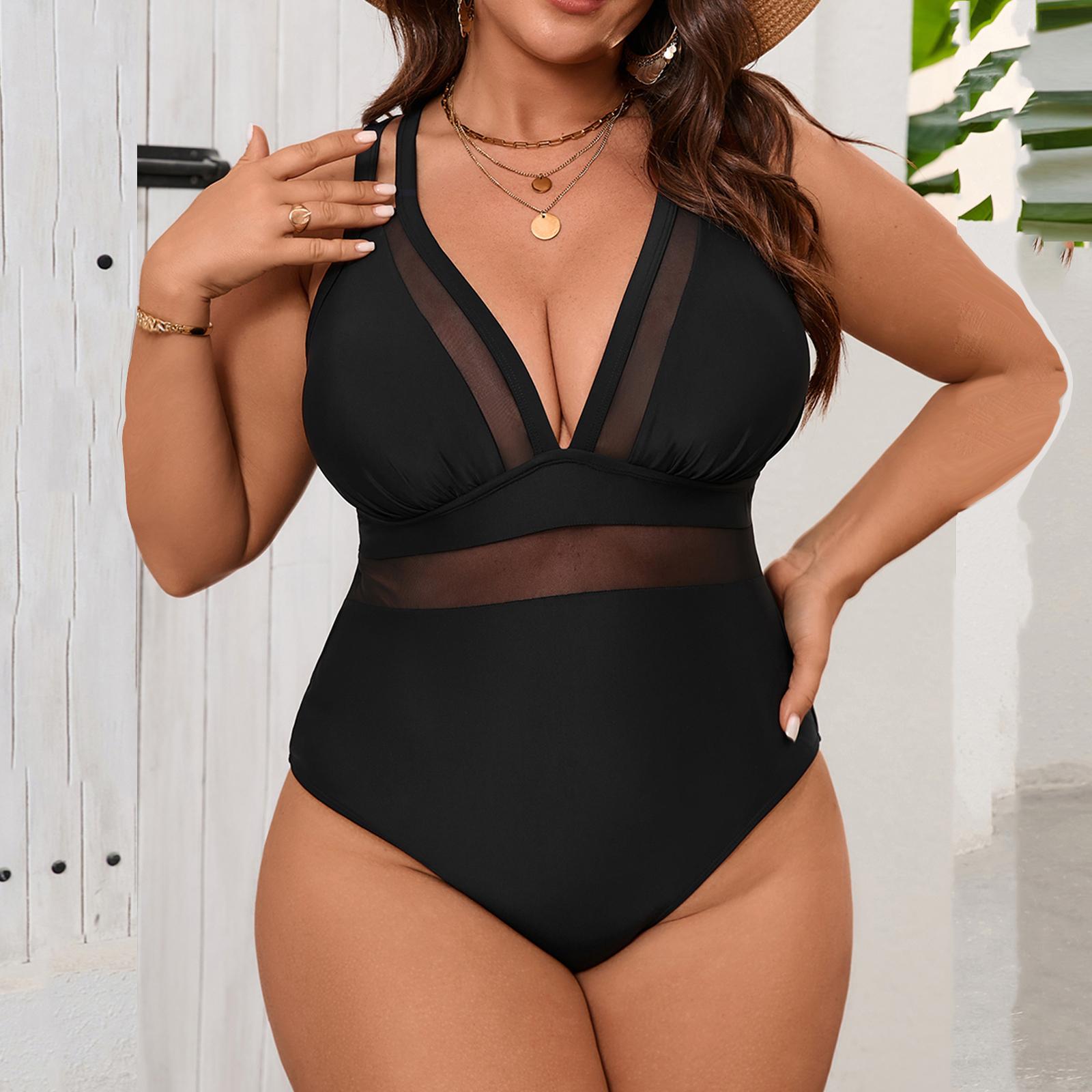 

Жіночий бікіні купальник великого розміру XXXL чорний