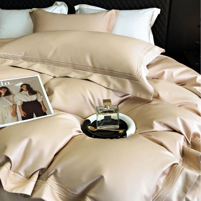 Class A 140 Long-staple Cotton Four-piece Set Cotton Pure Cotton Bed Sheet Quilt Cover Embroidery Simple Hotel Bedding
