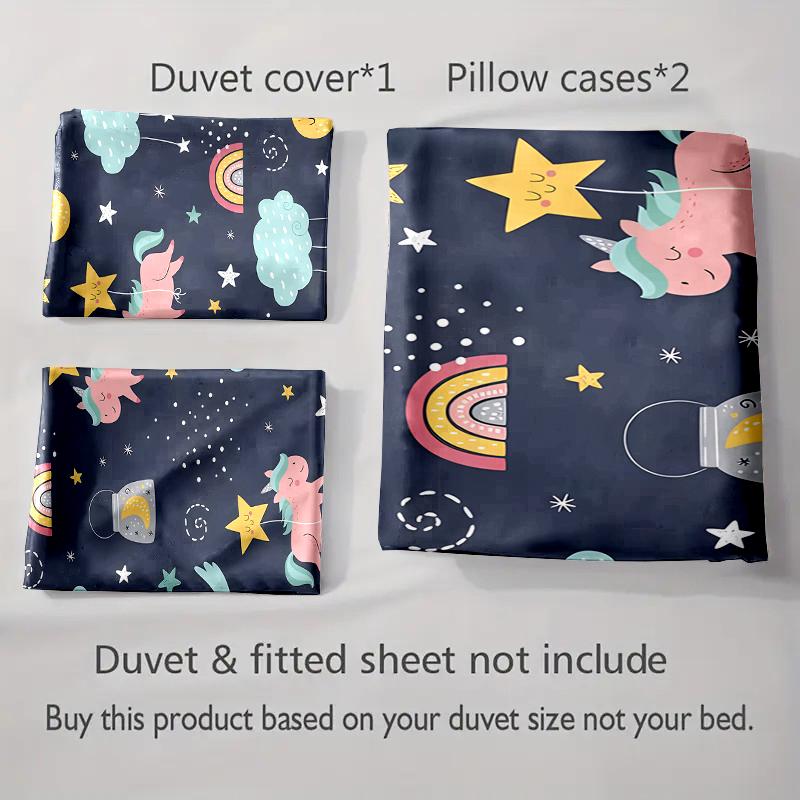 Cartoon Unicorn Design. Bedding Duvet Cover Sets Duvet Covers Pillowcases Gifts (1 * Duvet Cover 2 * Pillowcases, Without Duvet Insert)