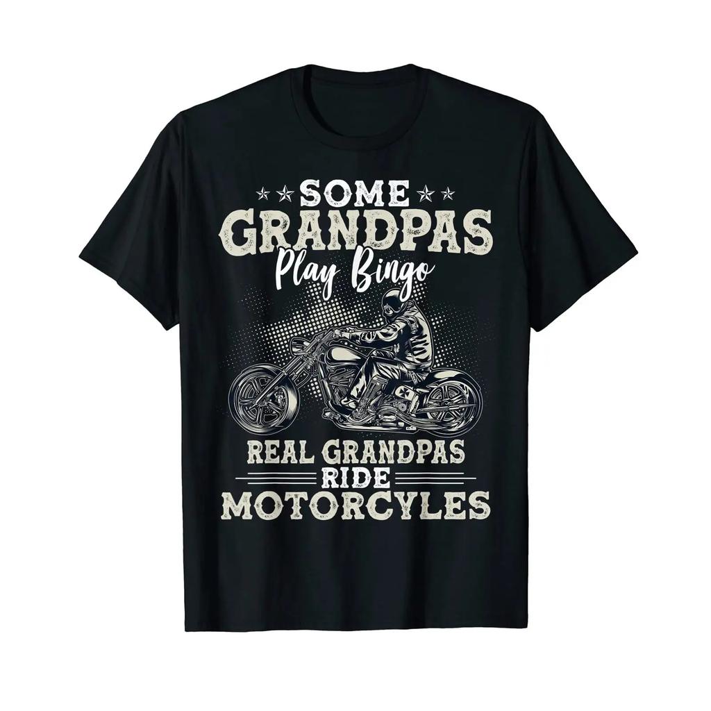 Biker Grandpa Motorcycle Real Grandpas Ride Motorcycles T Shirt Vintage Washed Top For Everyday Wear Stylish Slightly Homme