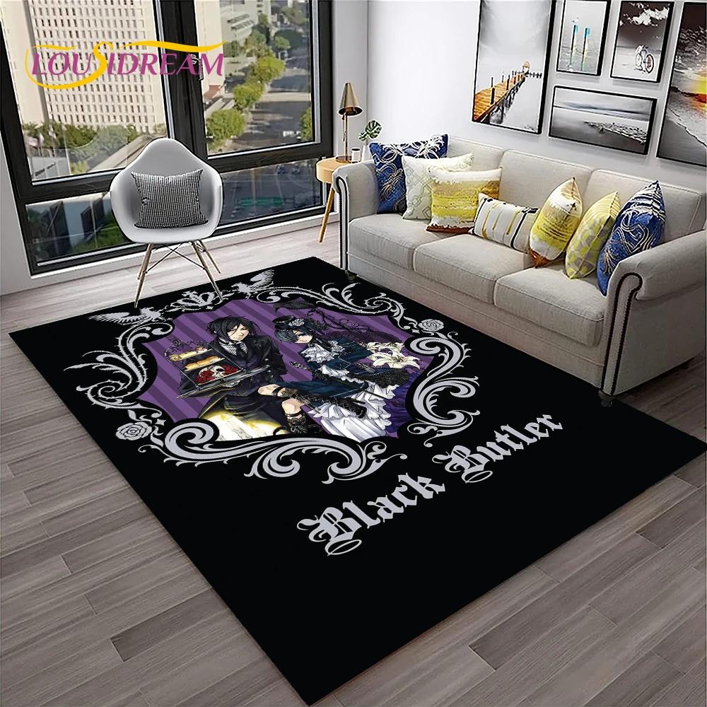Cartoon Black Butler Anime 3D-Teppich für Zuhause, Wohnzimmer, Schlafzimmer, Sofa, Fußmatte, Dekor, Kinderspielbereich, rutschfeste Bodenmatte