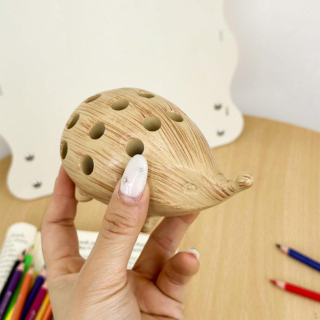 Hedgehog Pen Holder with Holes Decorative Accessories Desk Organization Stationery Supplies for