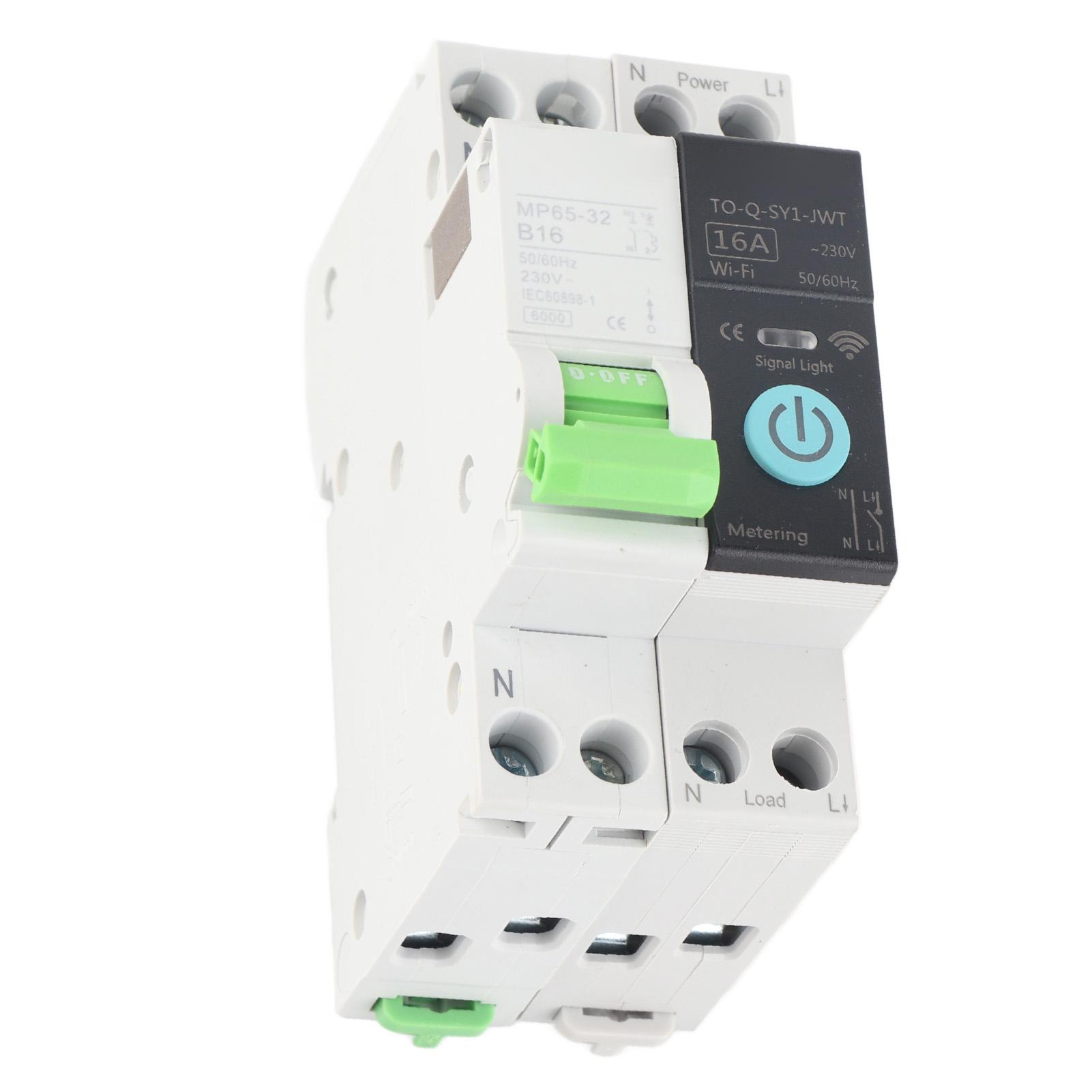 

Smart WiFi Circuit Breaker 6KA Breaking Capacity Remote Control Circuit Breaker 1P+N with Metering for Office Building 16a