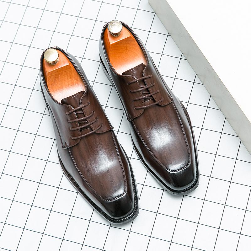 Fashion Men's Casual Oxford Shoes men Black Dress Wedding Shoes Luxury Pointed Toe Office Fashion Derby Shoes Business Leather Shoes