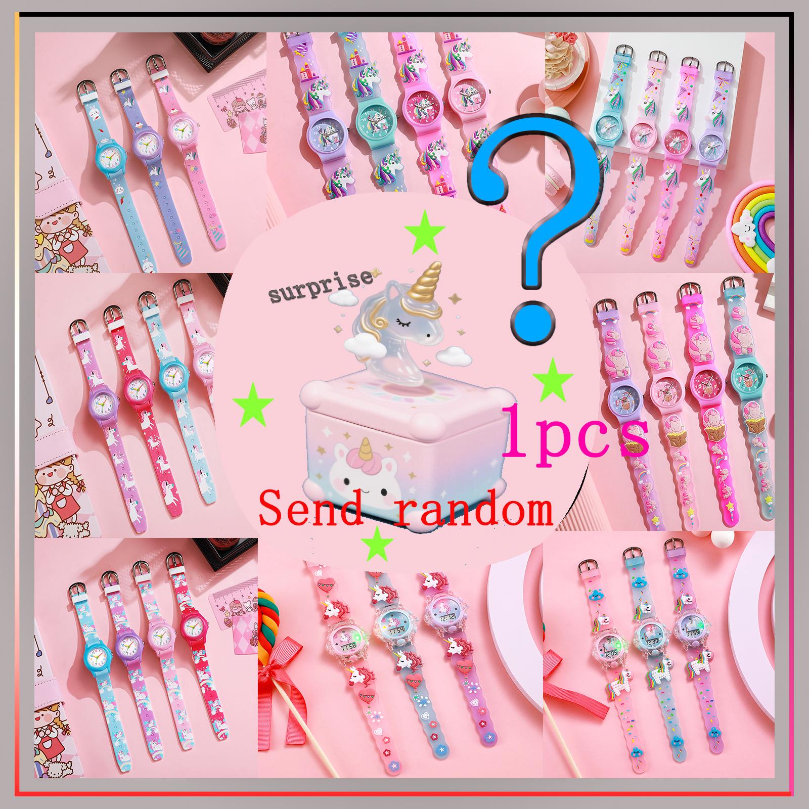 

Сюрприз-слепая коробка; Женские часы с силиконовым ремешком в стиле указателей с арабскими цифрами, пастельных цветов макарон, случайный стиль. разноцветный