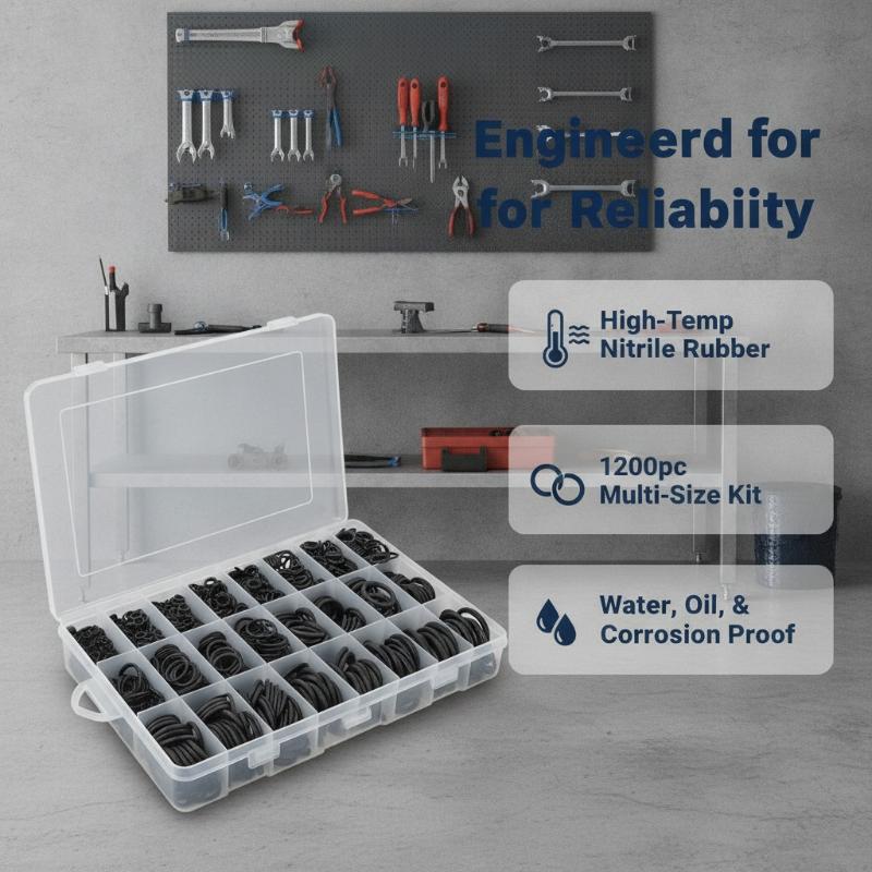1200Pcs Nbr O Ring Kit 1200/270/225Pcs Heat Rubber Oil Resistant Sealing Repair Plumbing Maintenance Tool