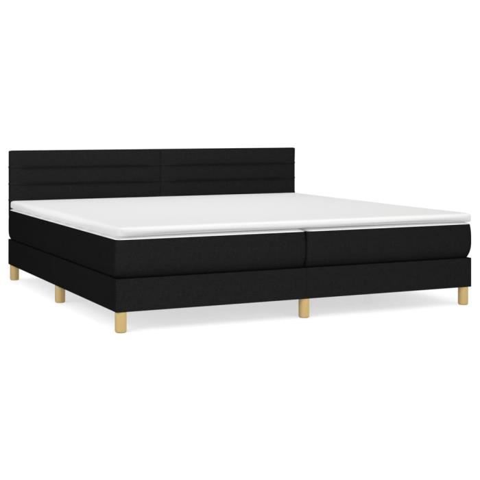 3140723 vidaXL Lit à sommier tapissier avec matelas Noir 200x200 cm Tissu