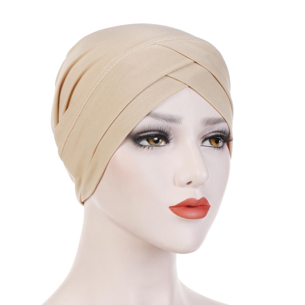 Knitted Turban Cap With Cross Front Style For Women Summer Winter Fashion
