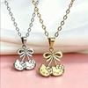 Hello Kitty Cherry Blossom Bow Titanium Necklace - Colorfast, Light Luxury Design