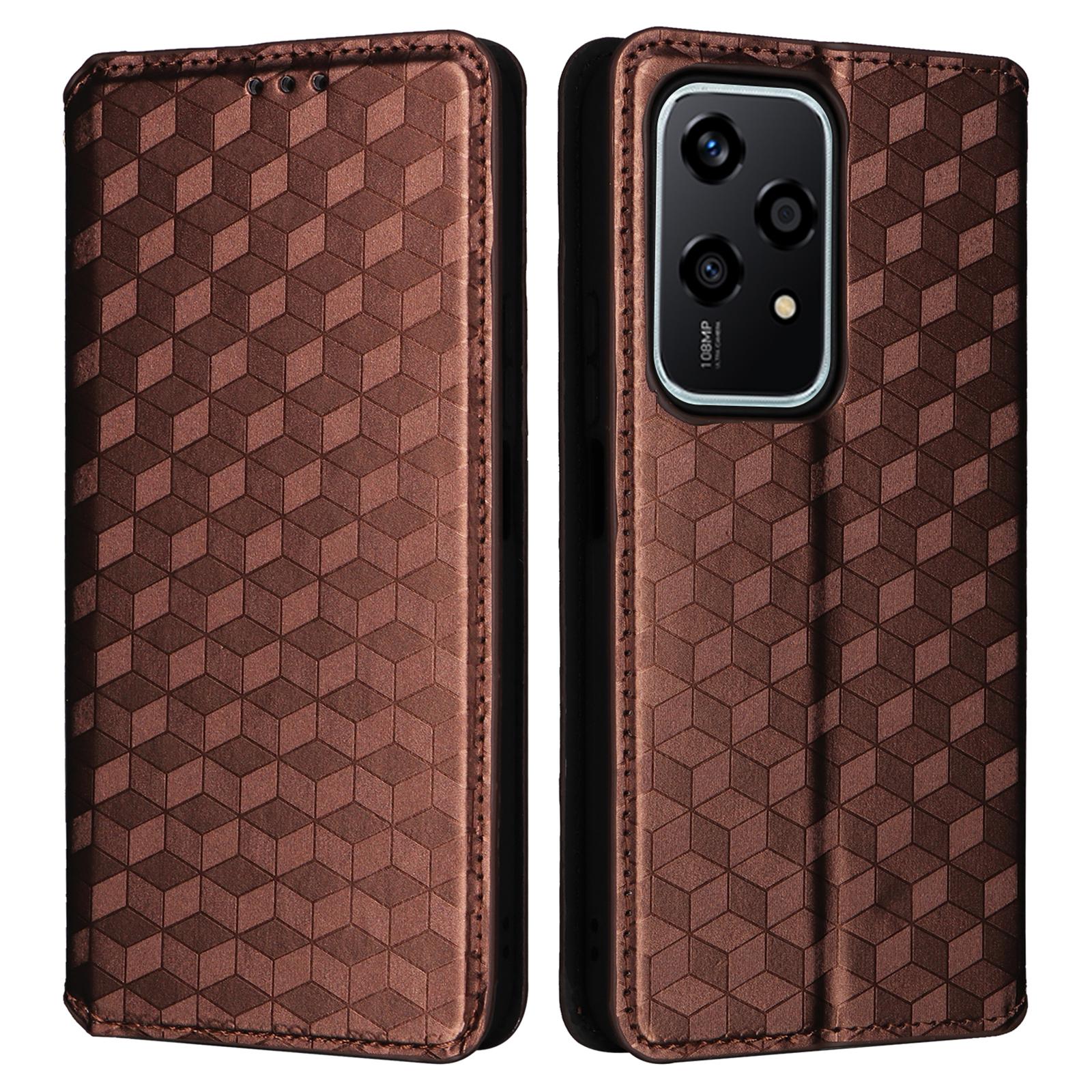 

For Honor 200 Lite Case Leather Rhombus Pattern Magnetic Auto-Absorbed Phone Cover C