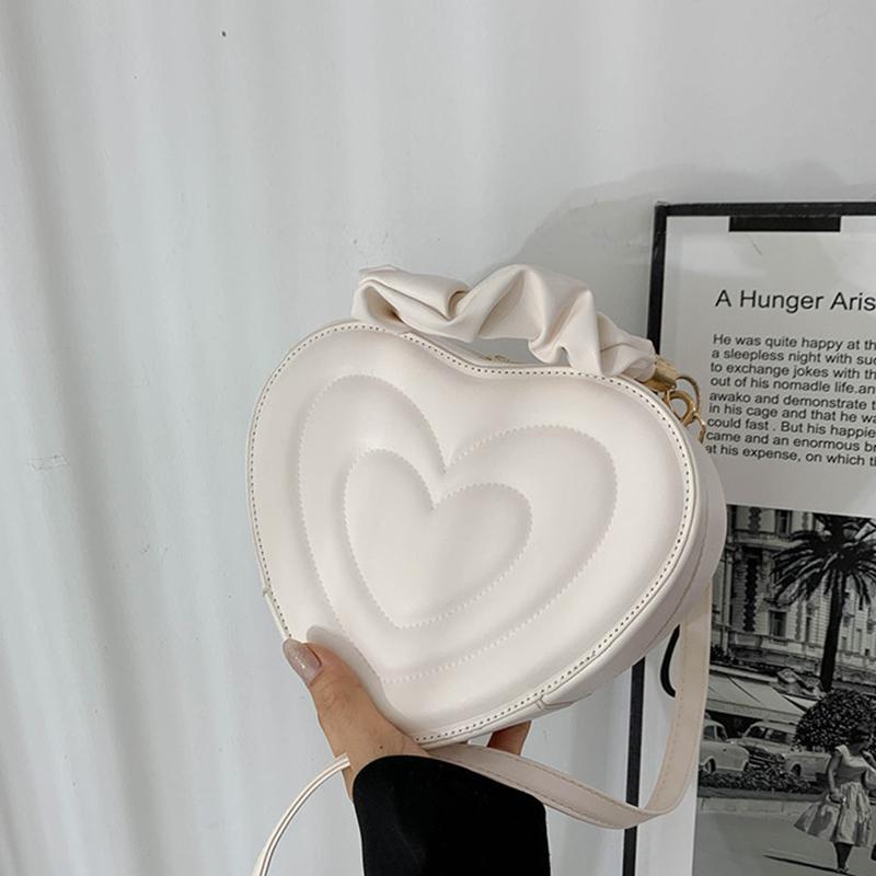 Luxury Quilted Handle Women PU Leather Shoulder Bag Fashion Heart Solid Color Crossbody Bag