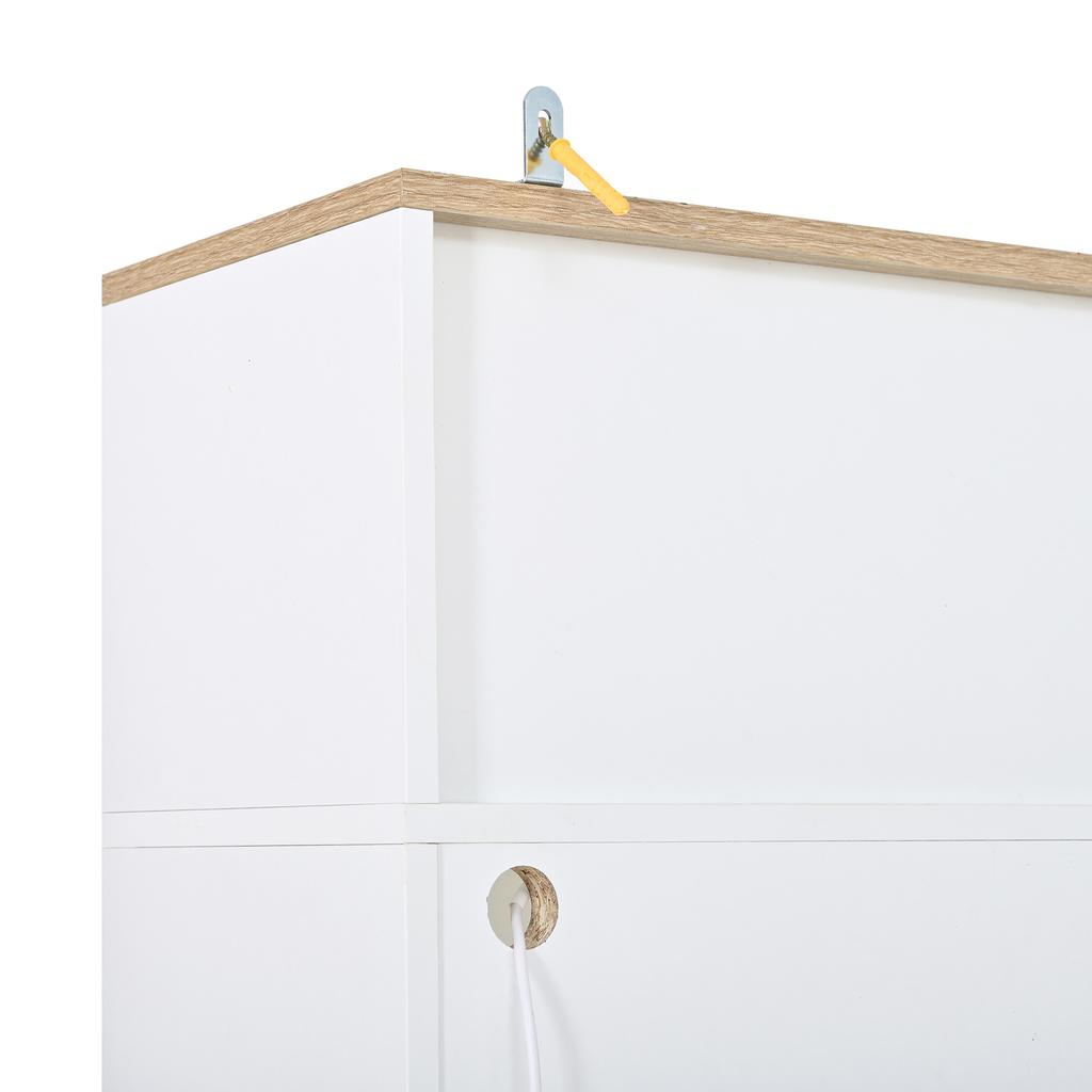 Hallway Cabinet Wardrobe Cabinet Shoe Cabinet Coat Hook Metal Hooks Metal Handle Flip-Down Shoe Compartment Bench APP LED Light Hallway