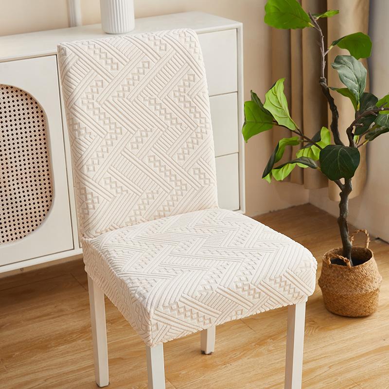 Kitchen Striped Chair Cover Luxurious Jacquard Chair Cover with Backrest Elastic Chair Protector Wedding and Christmas Decorations
