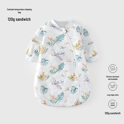 שק שינה מרופד בקרת טמפרטורה לתינוק – בצורת U, עבה, עם רוכסן, פיג'מה למניעת בעיטות לתינוק שזה עתה נולד (אביב וסתיו)