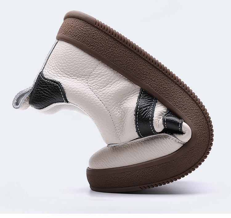 2025 New Shoes for Men Genuine Leather Casual Shoes Fashion Striped Cow Leather Flat Skateboard Shoes Youth Lace-up Sneaker