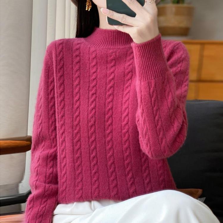 Winter Women Sweater 100% Wool Turtleneck Knit Pullover Thick Jumpers MODERN NEW SAGA Female Knit Tops