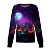 Women's Casual Long Sleeve Button Down Halloween Print Top for Costume Wear