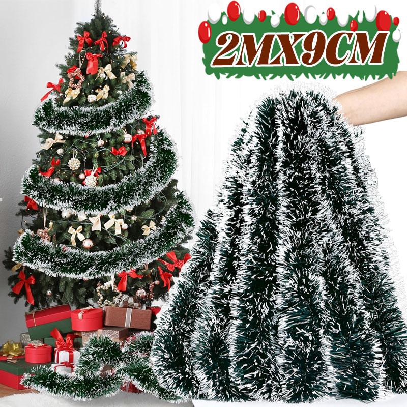 

Christmas Ribbon Garland Xmas Tree Foil Pull Flower Ribbons Ornaments Green Cane Tinsel Wedding Party Decoration Supplies 2M (1String)