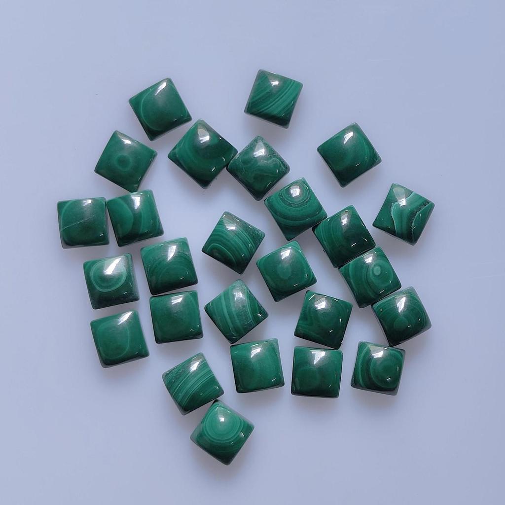 Natural Malachite Square Cabochon, Green Malachite Gemstone, Square Flat Back Stone, Loose Malachite Cabochon for Jewelry Making